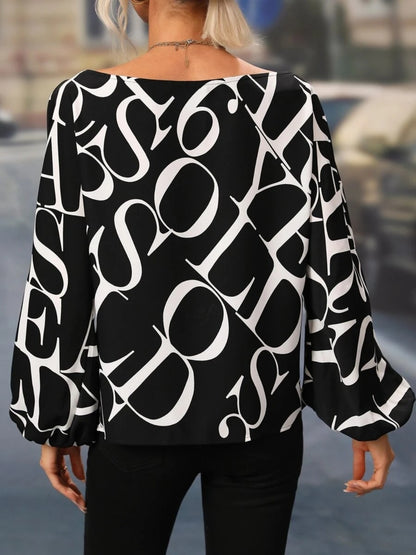 Printed Boat Neck Blouse