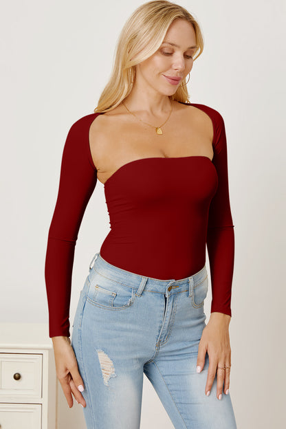 Cutout Raglan Sleeve Bolero and Tube Top