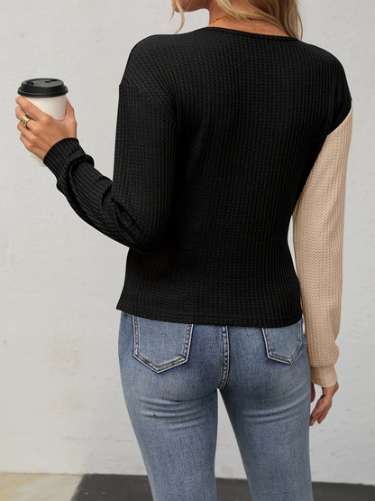 Contrast Surplice Long Sleeve Top