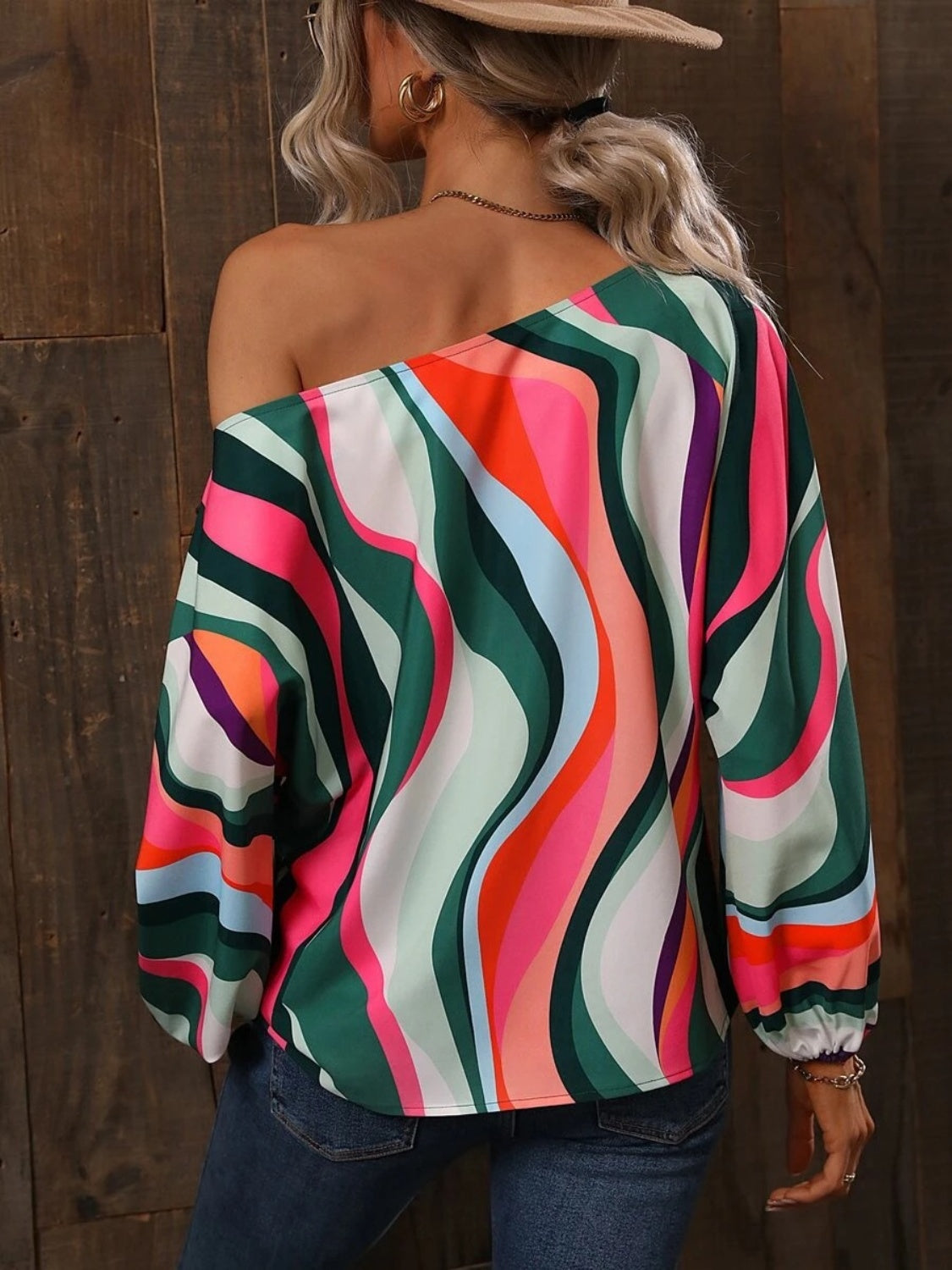 Printed Boat Neck Blouse