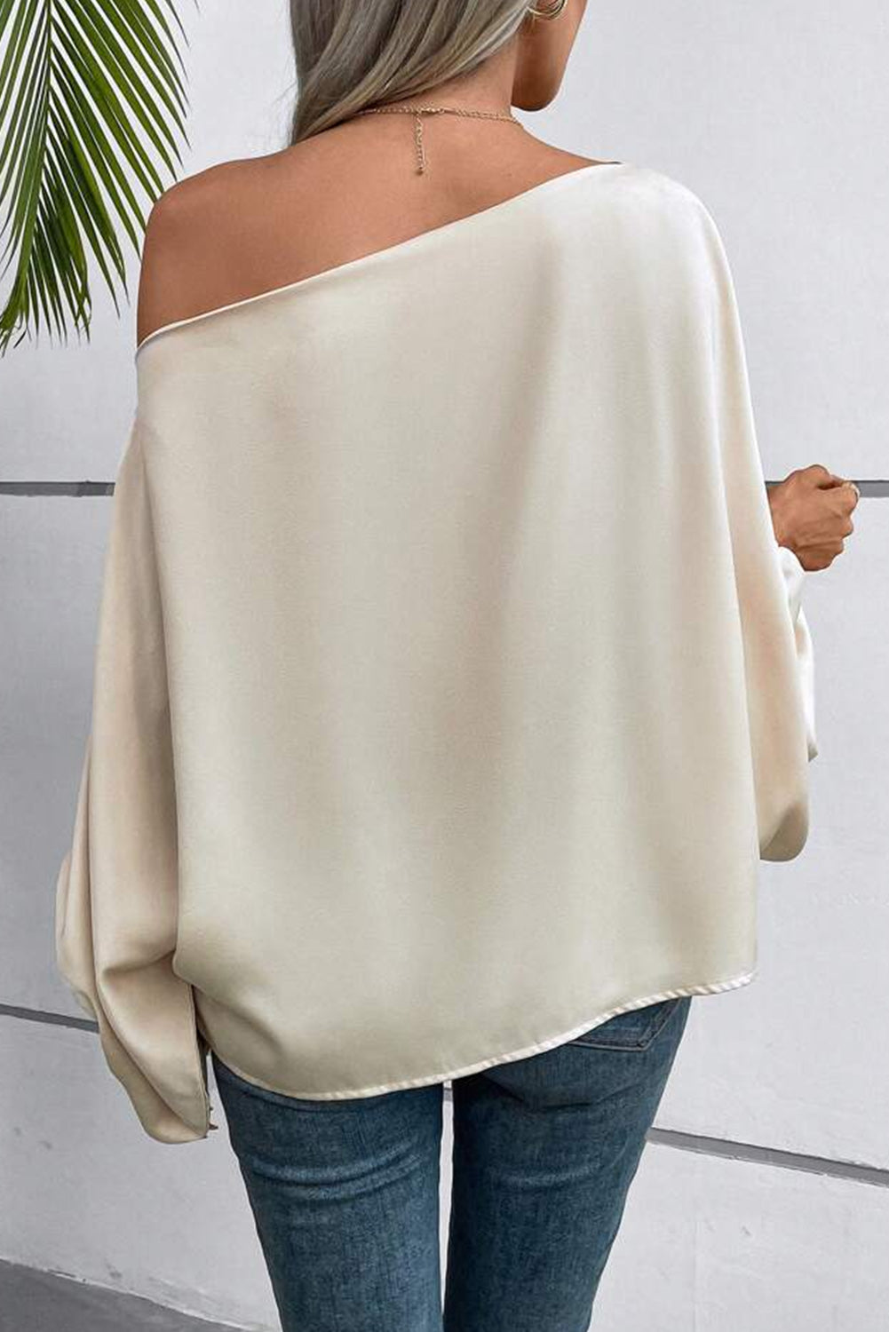 Single Shoulder Balloon Sleeve Blouse